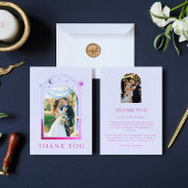 Mystical Lavender Pink Sun Moon Star Foto Wedding Dankeskarte