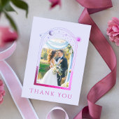 Mystical Lavender Pink Sun Moon Star Foto Wedding Dankeskarte