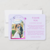 Mystical Lavender Pink Sun Moon Star Foto Wedding Dankeskarte (Vorderseite)