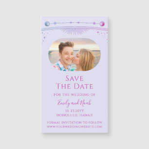 Mystical Lavender Pink Sun Moon Star Save the Date Magnetkarte