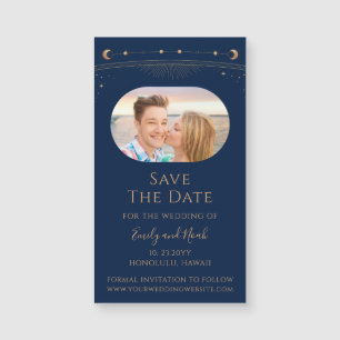 Mystical Lavender Pink Sun Moon Star Save the Date Magnetkarte
