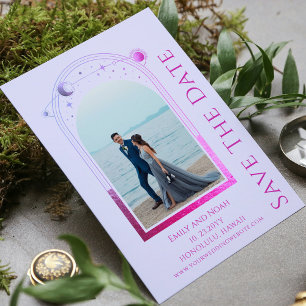Mystical Lavender Pink Sun Moon Star Space Rettete Save The Date