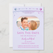 Mystical Lavender Pink Sun Moon Star Space Save The Date (Vorderseite)