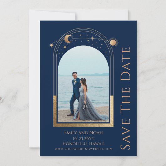 Mystical Lavender Pink Sun Moon Star Space Wedding Save The Date (Vorderseite)