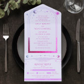 Mystical Lavender Pink Sun Moon Stars Space All In One Einladung