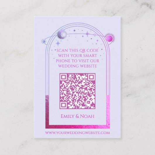 Mystical Lavender Wedding Website UAWG QR Code Begleitkarte (Rückseite)