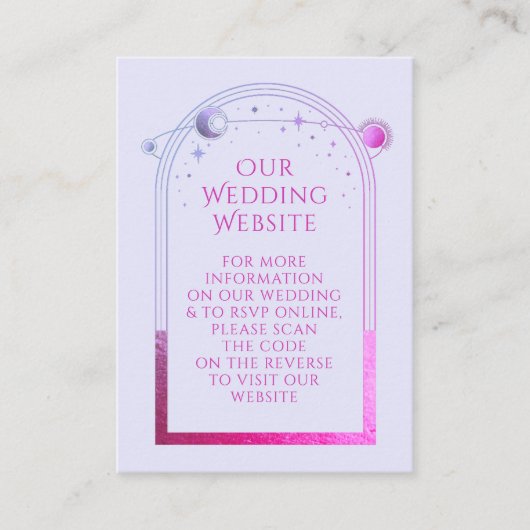 Mystical Lavender Wedding Website UAWG QR Code Begleitkarte (Vorderseite)