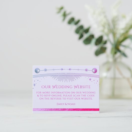 Mystical Lavender Wedding Website UAWG QR Code Begleitkarte (Stehend Vorderseite)