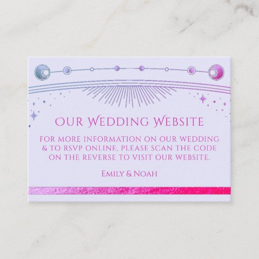 Mystical Lavender Wedding Website UAWG QR Code Begleitkarte (Vorderseite)