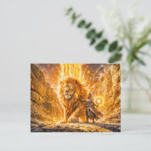 Mystical Leo Zodiac in Fiery Fantasy Scene Postkarte (Stehend Vorderseite)