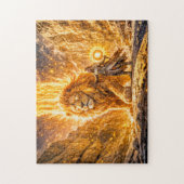 Mystical Leo Zodiac in Fiery Fantasy Scene Puzzle (Vertikal)
