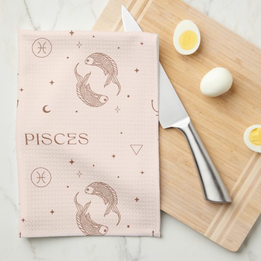 Mystical Libra Zodiac Pattern in Brown & Burgundy Geschirrtuch (Viertel Falte)