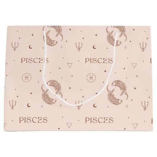 Mystical Libra Zodiac Pattern in Brown & Burgundy Große Geschenktüte (Vorderseite)
