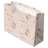 Mystical Libra Zodiac Pattern in Brown & Burgundy Große Geschenktüte (Rückseite Schrägansicht)