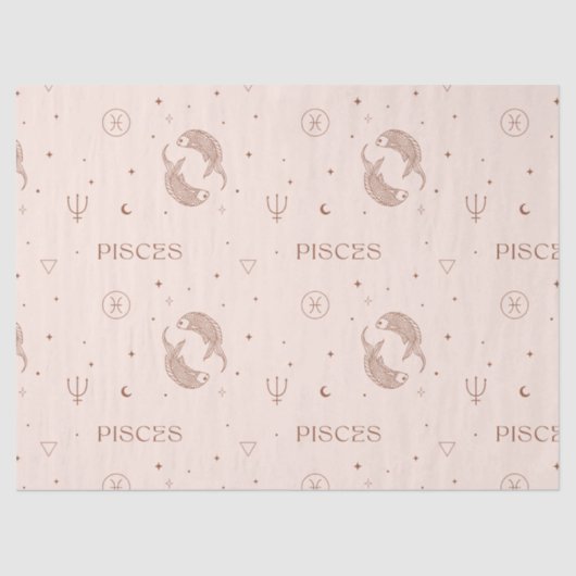 Mystical Libra Zodiac Pattern in Brown & Burgundy Seidenpapier (Vorderseite)