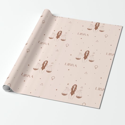 Mystical Libra Zodiac Pattern in Pink and Brown Geschenkpapier (Ungerollt)