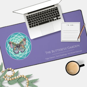 Mystical Lila Butterfly Mandala Tarot Reading Schreibtischunterlage