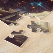 Mystical Lila Futuristic Fantasy City Puzzle (Seite)