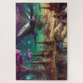 Mystical Lila Futuristic Fantasy City Puzzle (Vertikal)