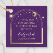 Mystical Lila Gold Sun Moon Stars Hochzeit Geschenkanhänger (Vorderseite)