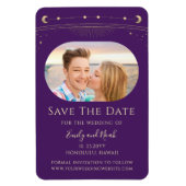 Mystical Lila Gold Sun Moon Stars Save the Date Magnet (Vertikal)