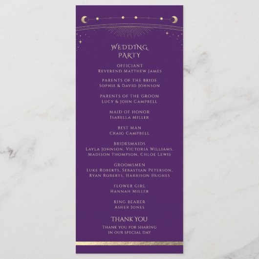 Mystical Lila Gold Sun Moon Stars Space Programm (Rückseite)