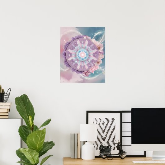 Mystical Lila Zodiac Mandala | Dreamy Astrologie Poster (Heimbüro)