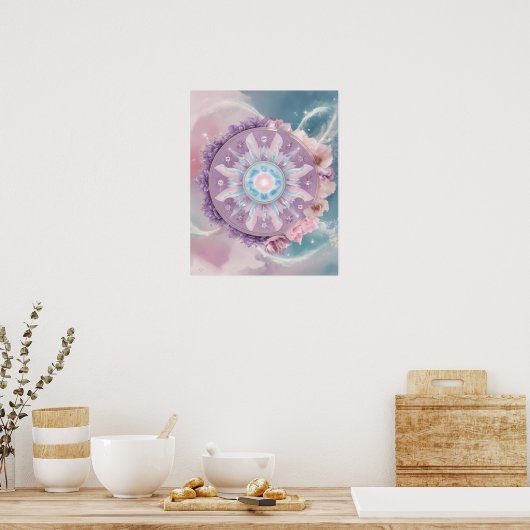 Mystical Lila Zodiac Mandala | Dreamy Astrologie Poster (Küche)