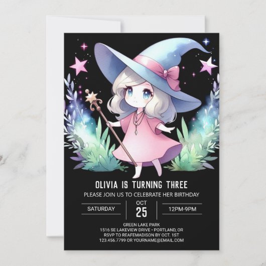 Mystical Little Wizard Geburtstag Einladung (Vorderseite)