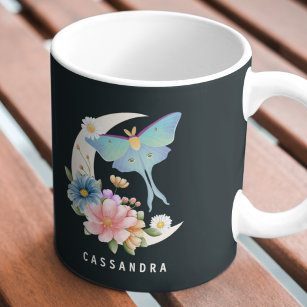 Mystical Luna Moth Floral Moon Personalisierter Na Kaffeetasse