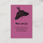 Mystical Luna Moth Jewelry Pin Business Card Pink Visitenkarte (Rückseite)