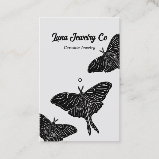 Mystical Luna Moth Juwelier Button Business Card Visitenkarte (Vorderseite)