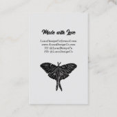 Mystical Luna Moth Juwelier Button Business Card Visitenkarte (Rückseite)