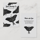 Mystical Luna Moth Juwelier Button Business Card Visitenkarte (Vorne/Hinten)