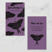 Mystical Luna Moth Juwelier Button Business Card Visitenkarte (Vorne/Hinten)
