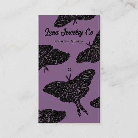 Mystical Luna Moth Juwelier Button Business Card Visitenkarte (Vorderseite)