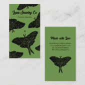Mystical Luna Moth Juwelier Button Business Card Visitenkarte (Vorne/Hinten)