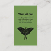 Mystical Luna Moth Juwelier Button Business Card Visitenkarte (Rückseite)