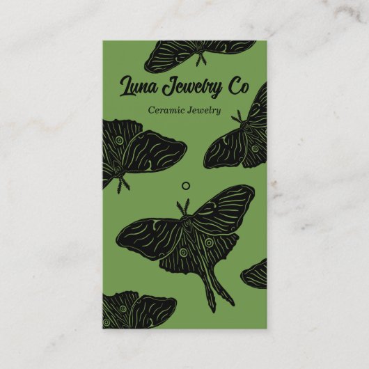 Mystical Luna Moth Juwelier Button Business Card Visitenkarte (Vorderseite)