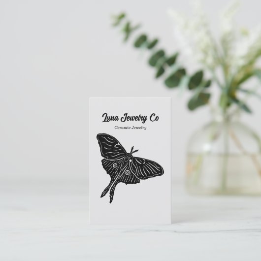 Mystical Luna Moth Juwelier Button Business Card Visitenkarte (Stehend Vorderseite)