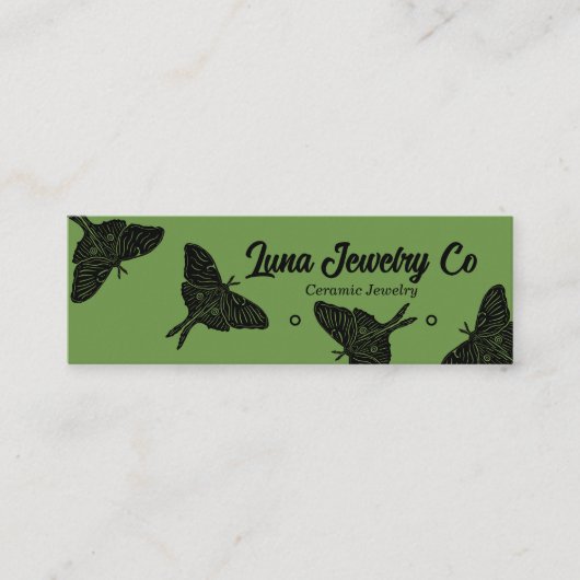 Mystical Luna Moth Juwelry Stud Business Card Mini Visitenkarte (Vorderseite)