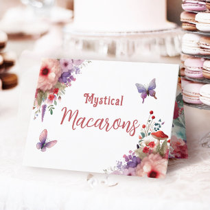 Mystical Macarons Geburtstagsbuffet-Etikett Karte