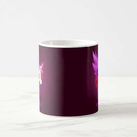 Mystical Magenta Unicorn Personalisierter Name Kaffeetasse (Mittel)