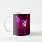 Mystical Magenta Unicorn Personalisierter Name Kaffeetasse (Links)