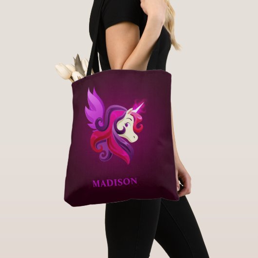 Mystical Magenta Unicorn Personalisierter Name Tasche (Von Nahem)