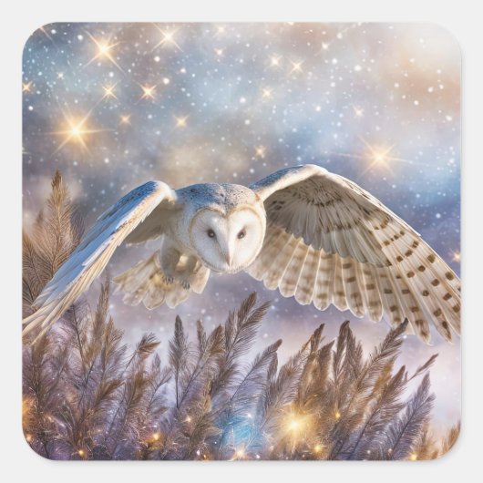 Mystical Magic Holiday Winter Solstice Owl Quadratischer Aufkleber (Vorderseite)