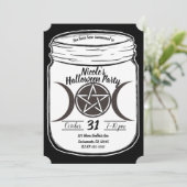 Mystical Magic Moons Mason Jar Halloween-Party Einladung (Stehend Vorderseite)