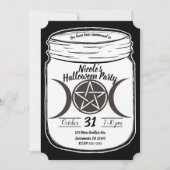 Mystical Magic Moons Mason Jar Halloween-Party Einladung (Vorderseite)