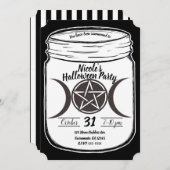 Mystical Magic Moons Mason Jar Halloween-Party Einladung (Vorne/Hinten)