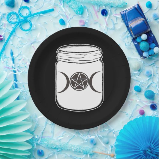 Mystical Magic Moons Mason Jar Halloween-Party Pappteller (Party)
